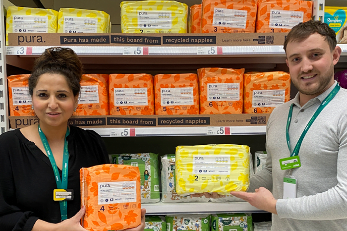 Asda and Pura create UK’s first in-store signage from recycled nappies