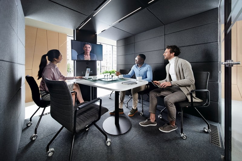 How do you carve out a comfortable meeting room within an office space?
